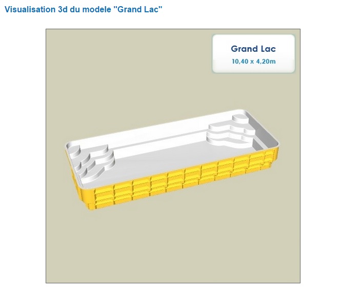 Piscine coque à fond plat 10.40 mètres  Grand Lac